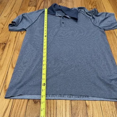 Lululemon  Blue Stripe Metal Vent Tech Polo Shirt Size Medium