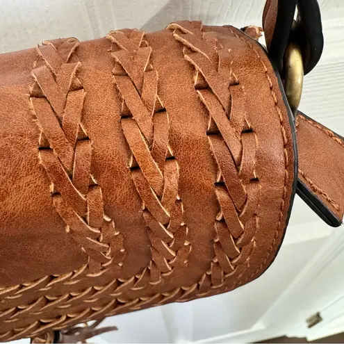 Antik Kraft Brown Boho Tassel Crossbody Bag with Stud Trim