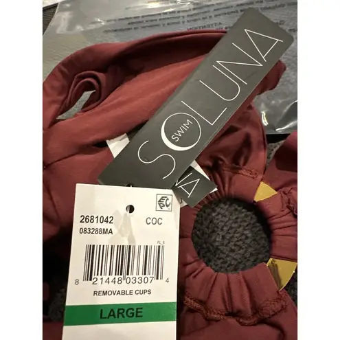 Soluna Swim Standard Buckle Up One Piece Bandeau Swimsuit Large Bronze Brown