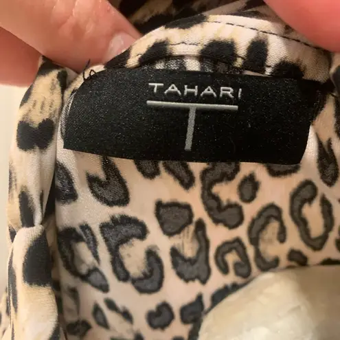 T Tahari  | Animal print wrap style shirt