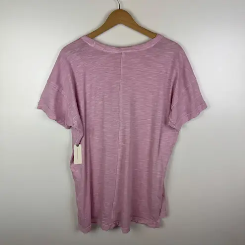 Pilcro NWT Anthropologie Slub Cotton Tee Medium Pink Soft Stretch Staple Relaxed
