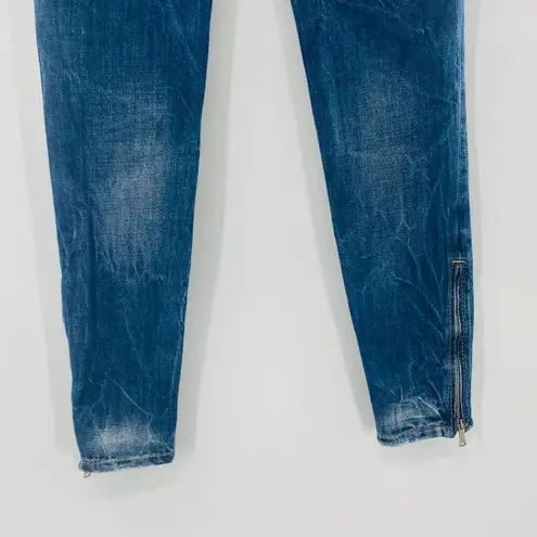 Dsquared2 Paint Splatter Skinny Jeans Size 40 Size 4 Medium Wash Rigid Denim - Image 6