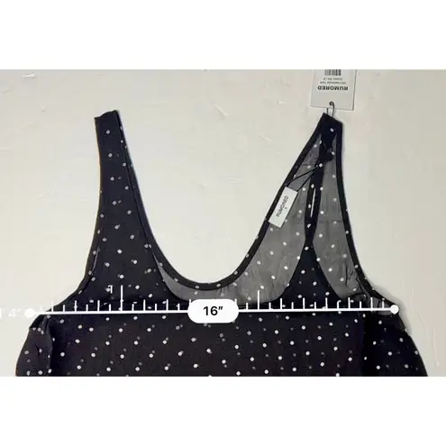 Rumored Old Fashion Classic Dot Tank Top SMALL Black Curved Shirttail NEW Indie