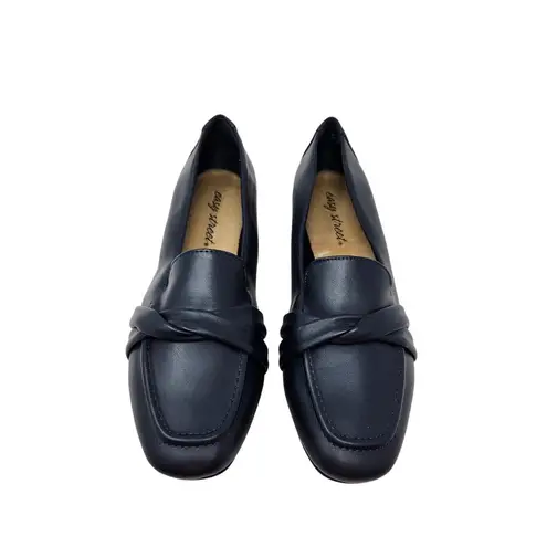 Easy Street Faux Leather Betty Square Toe Loafers Shoes Slip On Black Size 8 M