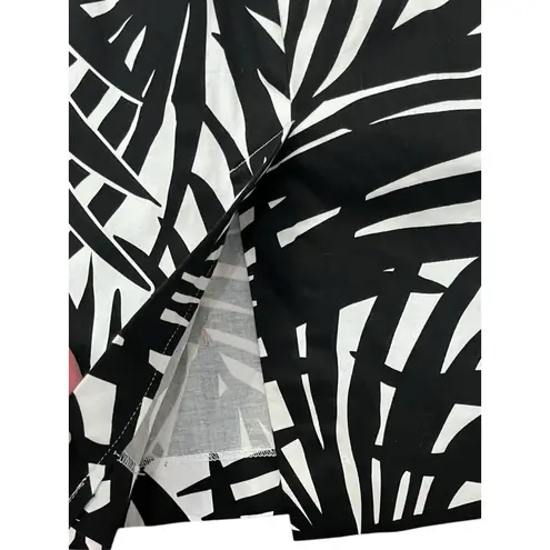 Alfani Pencil Black White Midi Zip Slit Skirt Size 14 Modern Business Casual