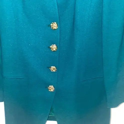 Cassandra Couture by Le Monde emerald green 💯 wool skirt suit. Lined.Size 6 EUC