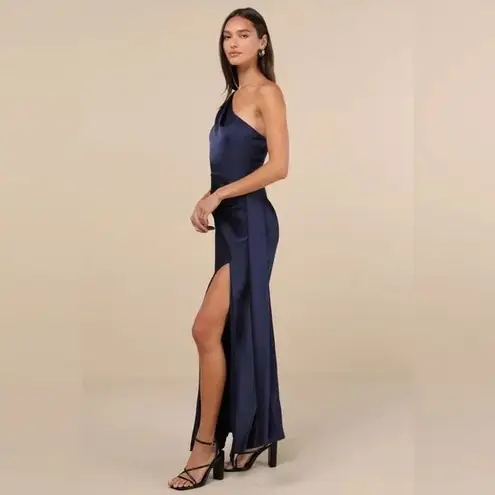 Lulus Signature Elegance Navy Satin One