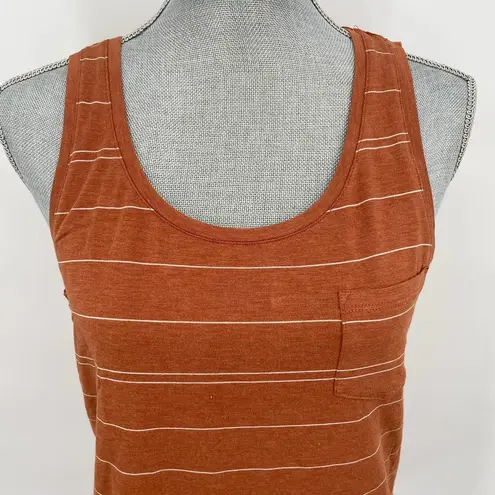 prAna NWT Foundation Scoop Neck Tank Top Shirt Size Medium Orange Stripe Stretch