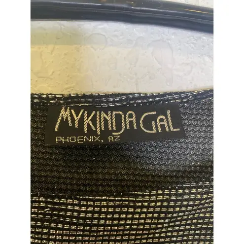 Vintage My Kinda Gal Metallic Geometric Batwing 80’s Relaxed Sheer Blouse Sz Lg