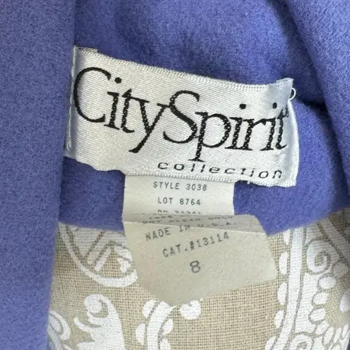 Vintage 90s Wool Cashmere Blend Periwinkle Blazer Size 8 City Spirit Bold Preppy