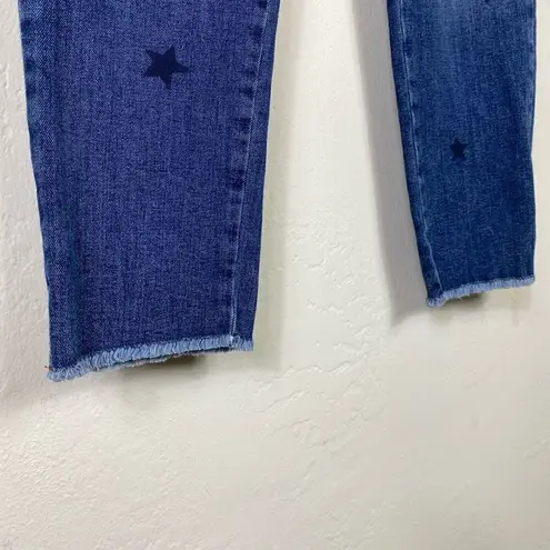 Sundry Soleil Star Print Stamped Raw Hem Distressed Cropped Ankle Jeans Size 27