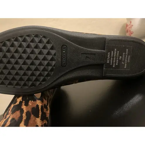 Aerosoles Women Leopard Print Shoe Size 7 Slip On Heels Calf Hair Comfort Office