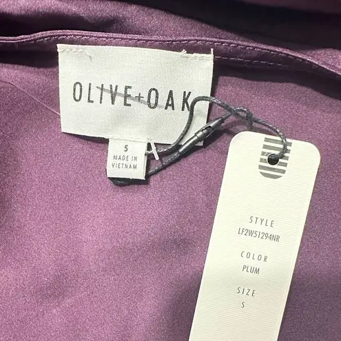 Olive + Oak Slip Dress Women's Small Purple One Shoulder Satin Knee Length NWT