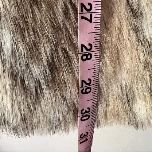 Vintage LIFESTYLE 80S by ANDREA UNGER tie front fur vest SIZE LARGE mob wife Tan