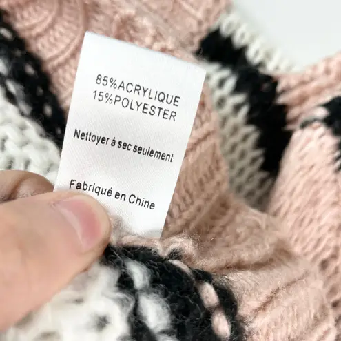 All in Favor NEW Womens L This Love Cardigan Sweater Chunky Striped Pink Black