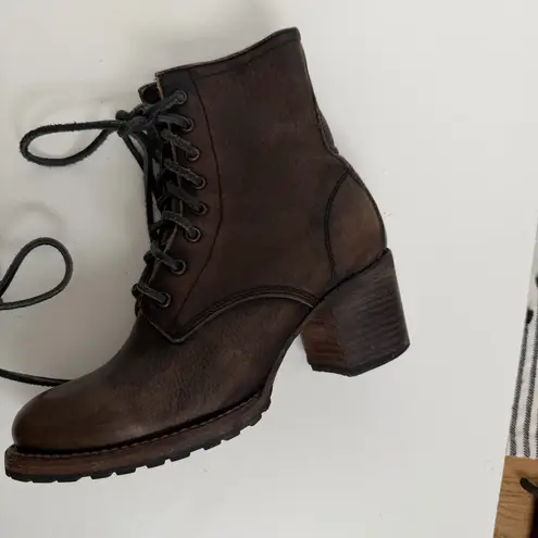 Freebird Cavalier Boots Combat Leather Lace Up Lugged Boho Western Brown Green Size 10