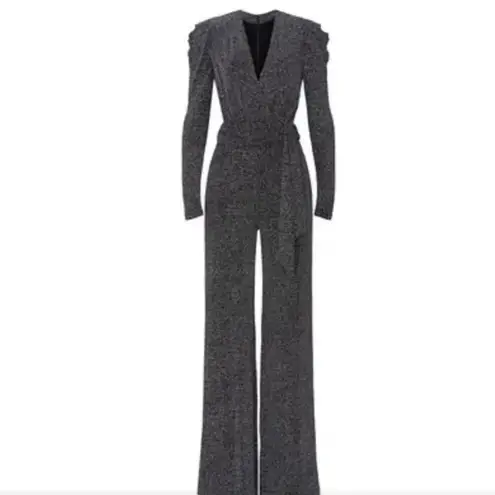 Jonathan Simkhai Gunmetal Black Glitter Jumpsuit Size 16 MSRP 645.00 Black