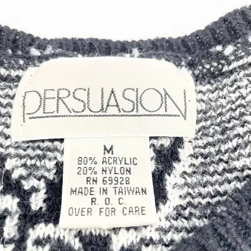 VTG 80s 90s Chunky Sweater Womens Medium Textured Whimsigoth Dark Cottagecore Black