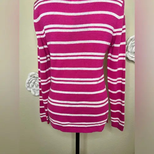 Vineyard Vines Bright Pink & White Striped Lightweight Sweater Size Small