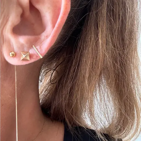 Minimalist Simple Real 14k Solid Gold Ball Threader Earrings Chic Jewelry