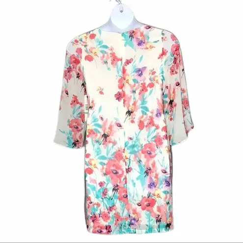 Chetta B Floral Print Midi Tulip Sleeve Shift Dress Size 8 NWT – Elegant