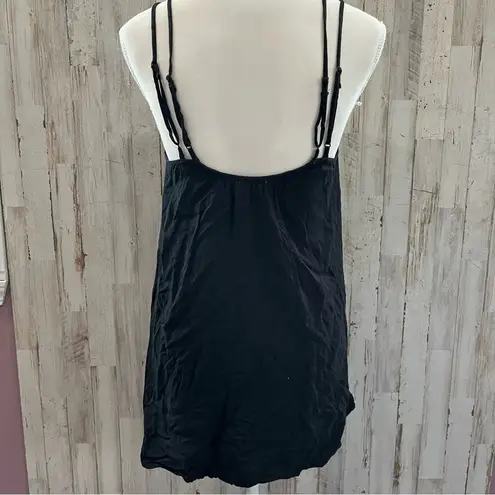 American Eagle  Black Embroidered Tank Top Long Line Strappy