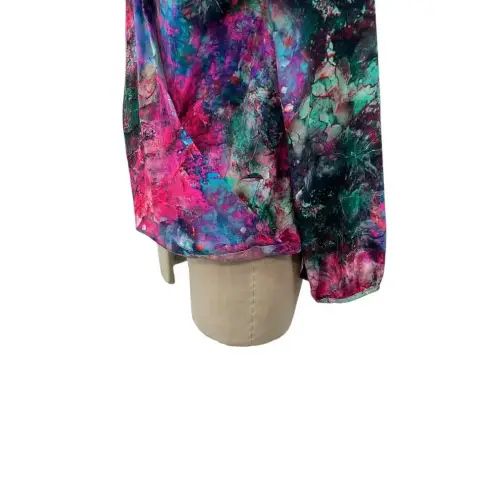 Amanda Uprichard  Blouse Top Faux Wrap Silk‎ Space Galaxy Print Pink Size Small