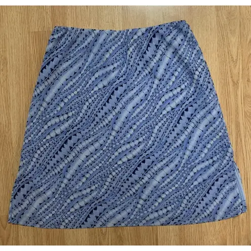 New York & Co. Skirt Women's Size Large Blue  Patterned Elastic Waist Lined