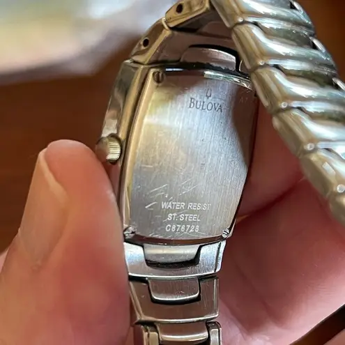 Bulova Women’s stainless steel watch silver & black with diamonds