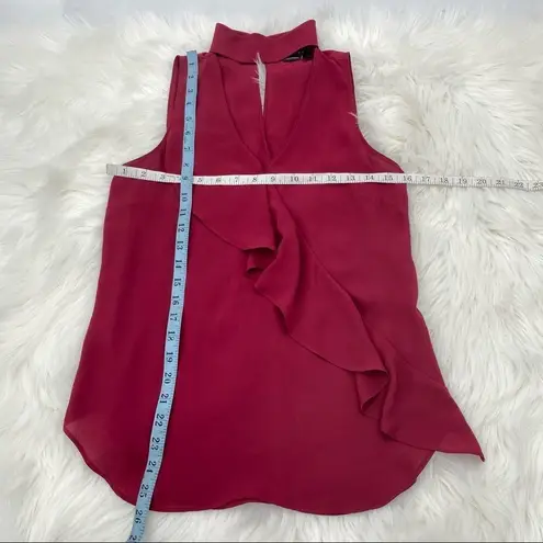 Trouve Y2K blouse Ruffle choker raspberry pink Tank top size XS sexy