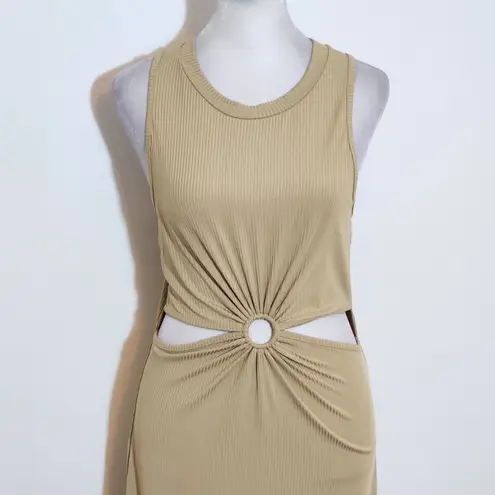 Love j Tan Sleeveless Bodycon Midi Dress NWOT Size XL Stretchy Ribbed Knit Dress