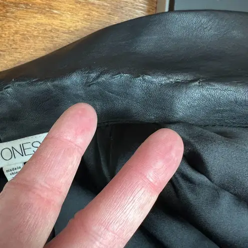 Stones Blazer Jacket Womens XS Brown Black Leopard Print Faux Leather Collar