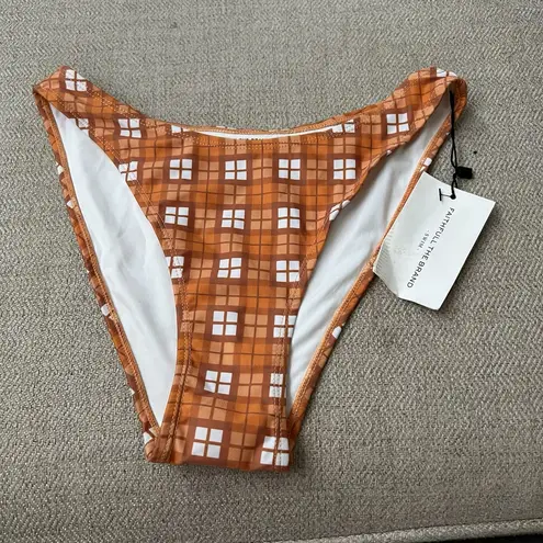 Faithfull the Brand Ophelle Bikini Bottoms Melody Check Print Us 4 Orange NWT