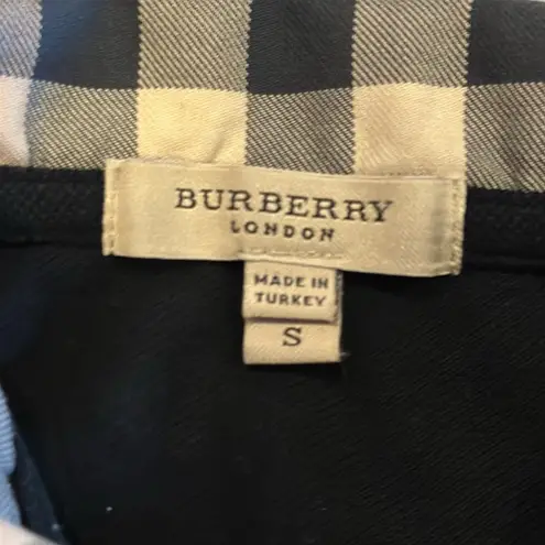 Burberry  Women’s Black Collared Shirt with Signature Plaid Collar - Size S