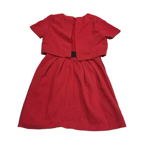 FRNCH Paris Red Pleated Romper Short Sleeve Mini Skirt Size (M) Defect Discount