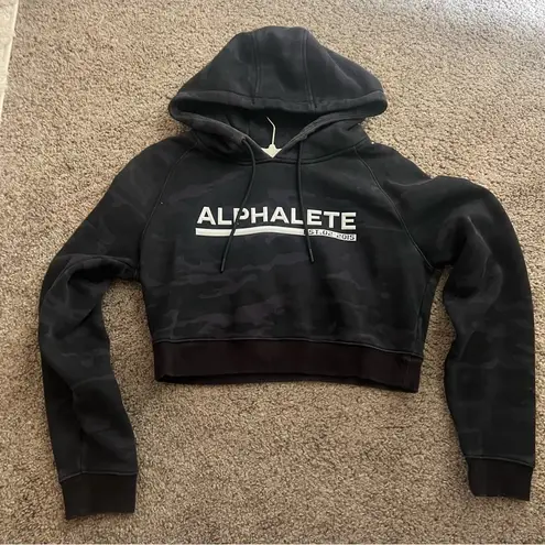 Alphalete  limited release women’s cropped fleece black camo OG hoodie size small