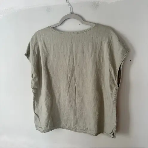 Everlane  The Muscle Top Linen Shirt Sea grass Large Short Sleeve