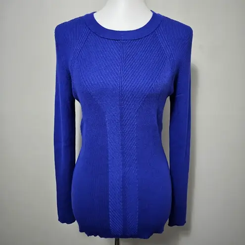 Nine West  Blue Ribbed Crewneck Sweater Size XXL