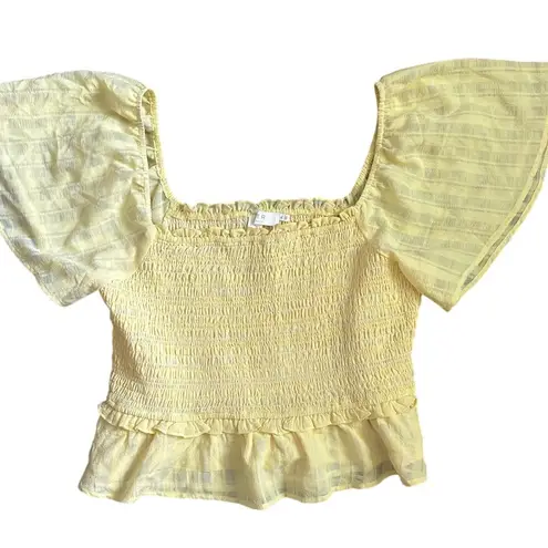 ASTR The Label January Flutter Sleeve Top Pastel Yellow Size XL