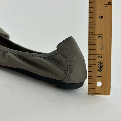 ALDO  (37) (6.5) Taupe Gray Leather Stretchy Round Toe Ballet Flats