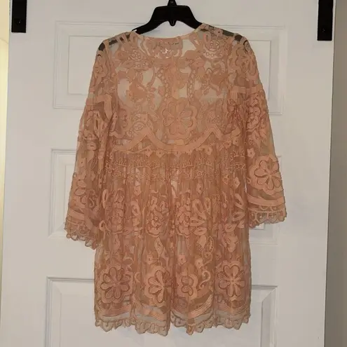 Jen's Pirate Booty Jen’s Pirate Booty for Free People Peach Lace El Solo Mini Dress