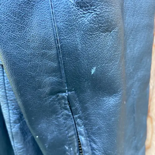 Newport News Women's 90s leather black trenchcoat size 6