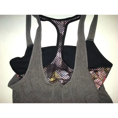 prAna NWT Womens Yoga Pilates Strappy Top Bra New Sway 2 in 1 M Gray Black White