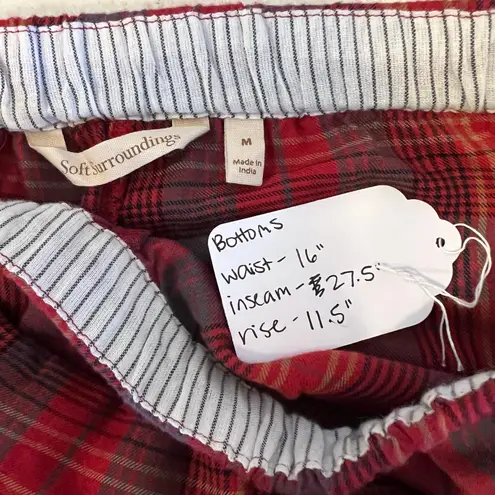 Soft Surroundings Red Plaid Ruffle Pajama Set Long Sleeves/Pants Size Medium