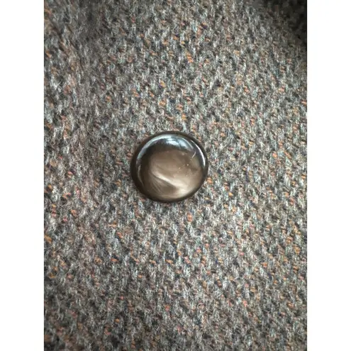 Vintage 40's brown tweed double breasted coat fur collar raglan sleeve medium