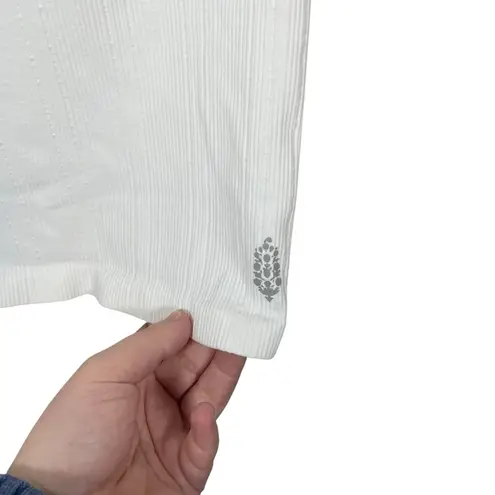 Free People Movement Slay Ribbed Quarter Zip Bodycon Top in White Size M/L