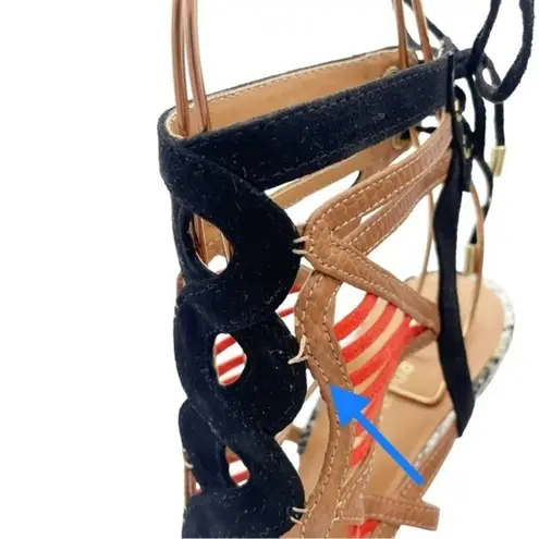 River Island Strappy Caged Mixed Print Heels Black Coral Tan Women’s 7 US | 5 UK