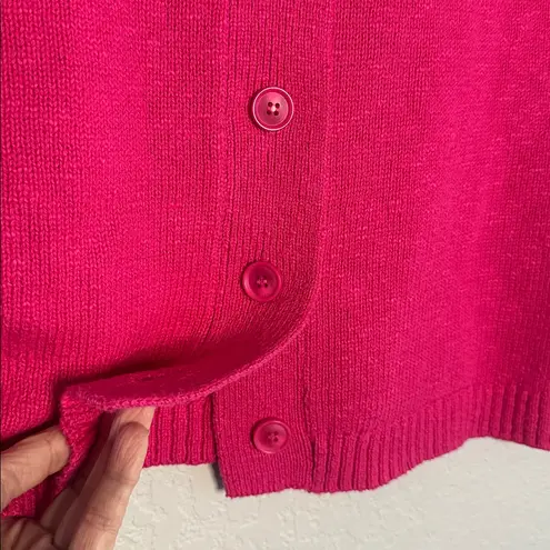 The Vermont Country Store Hot Pink Cardigan Sweater Valentines Preppy Knit Small
