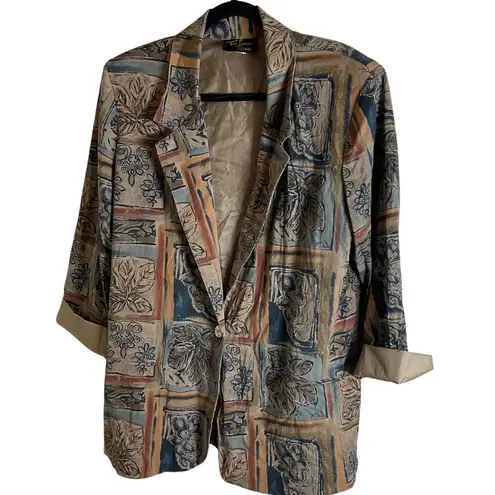 Vintage Patterned Women's Toni Garment Blazer size large Blue