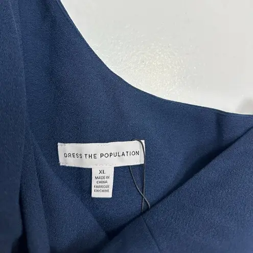 Dress the Population Tiffany One-Shoulder Midi Dress in Midnight Size X-Large